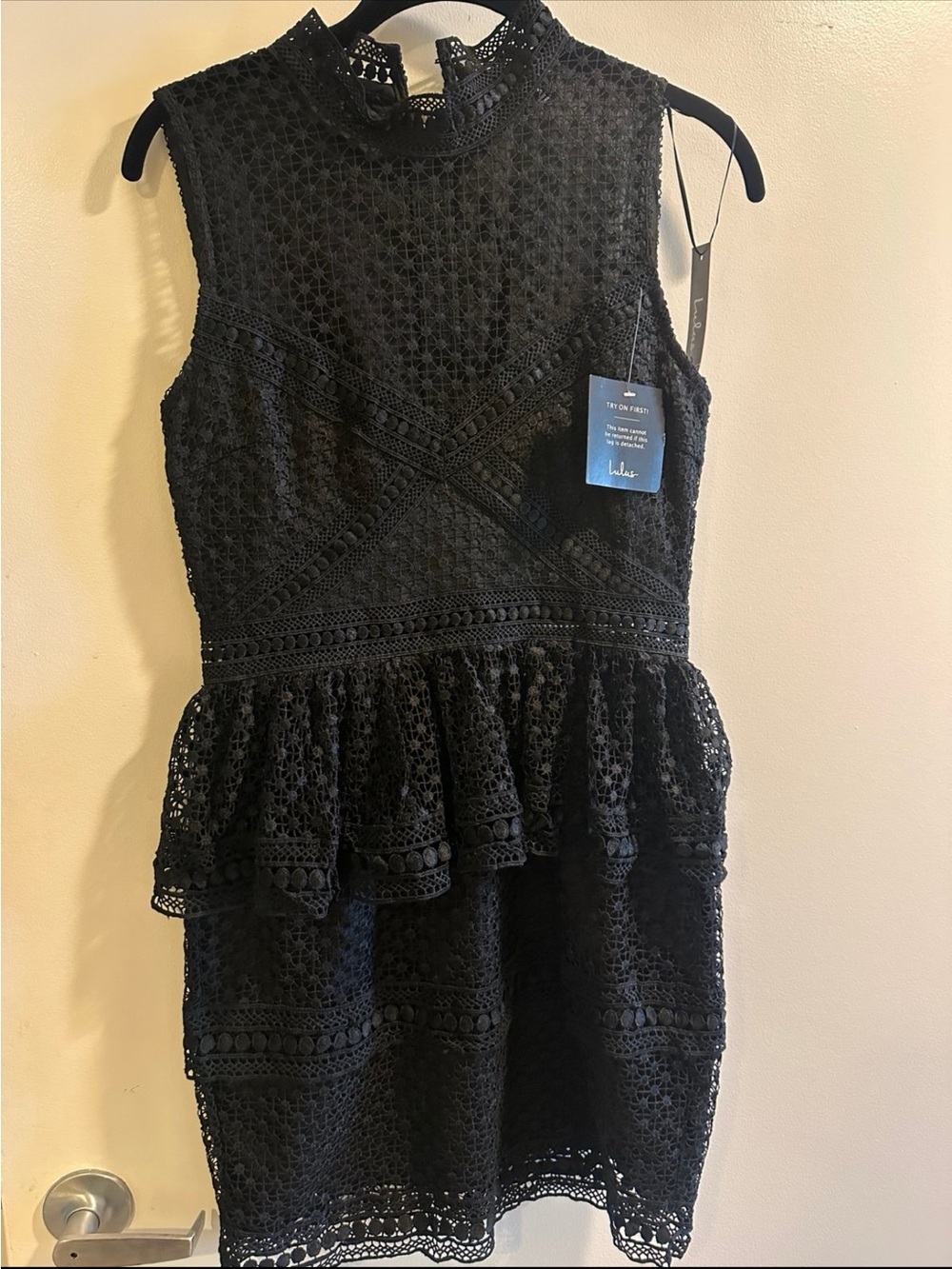 Lulu's Black Lace Peplum Dress - Picture 5 of 8